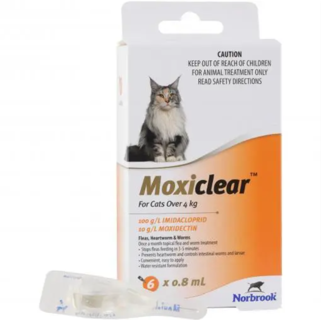 Moxiclear Flea & Worming Spot Treatment >4kg Cat 6pk