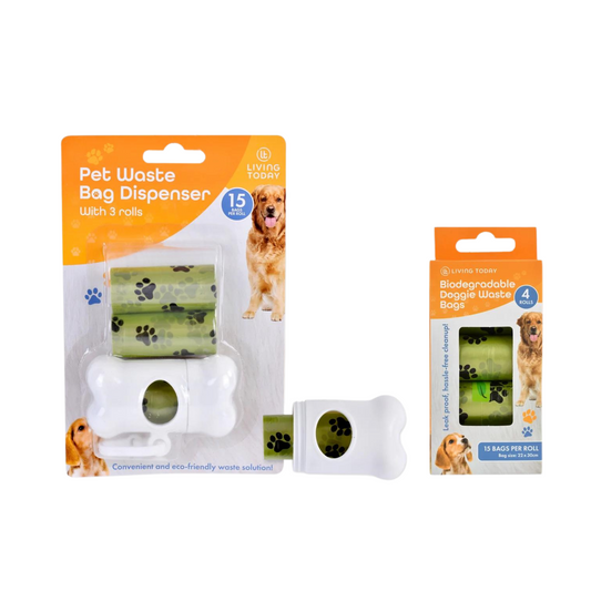 Living today Pet Dog Poop Dispenser and 105 Biodegradable Unscented Waste Bags