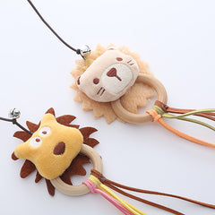 Indie-Style Wooden Cat Teaser Wand Cat Toy – Bear & Lion Design