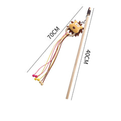 Indie-Style Wooden Cat Teaser Wand Cat Toy – Bear & Lion Design