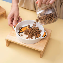 Cartoon Ceramic Cat Bowl – Pet Bowl Only, Cute Animal Design