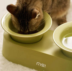 Makesure Jingle 2-in-1 Ceramic Pet Bowl Set for Food & Water Cat Bowls