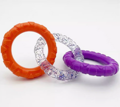 Petroom Dental Triple Ring Chew Dog Toy Purple