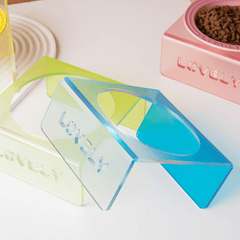Acrylic Elevated Pet Bowl – Raised Cat & Dog Feeder Stand (Yellow, Pink, Sky Blue)-Petroom