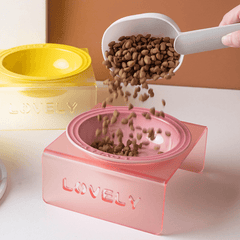 Acrylic Elevated Pet Bowl – Raised Cat & Dog Feeder Stand (Yellow, Pink, Sky Blue)-Petroom