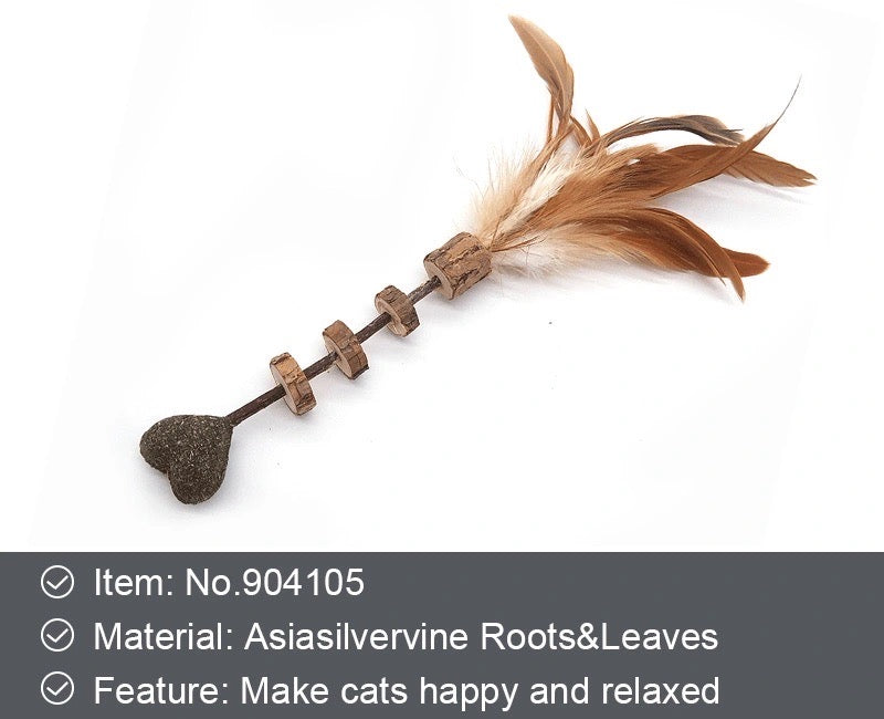 Asiasilvervine Cat Toys Silver Vine Tasty Stick With Feather Interactive Toy Sweet Heart-Petroom