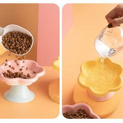 Petroom Flower Shape Ceramic Pet Food Bowl