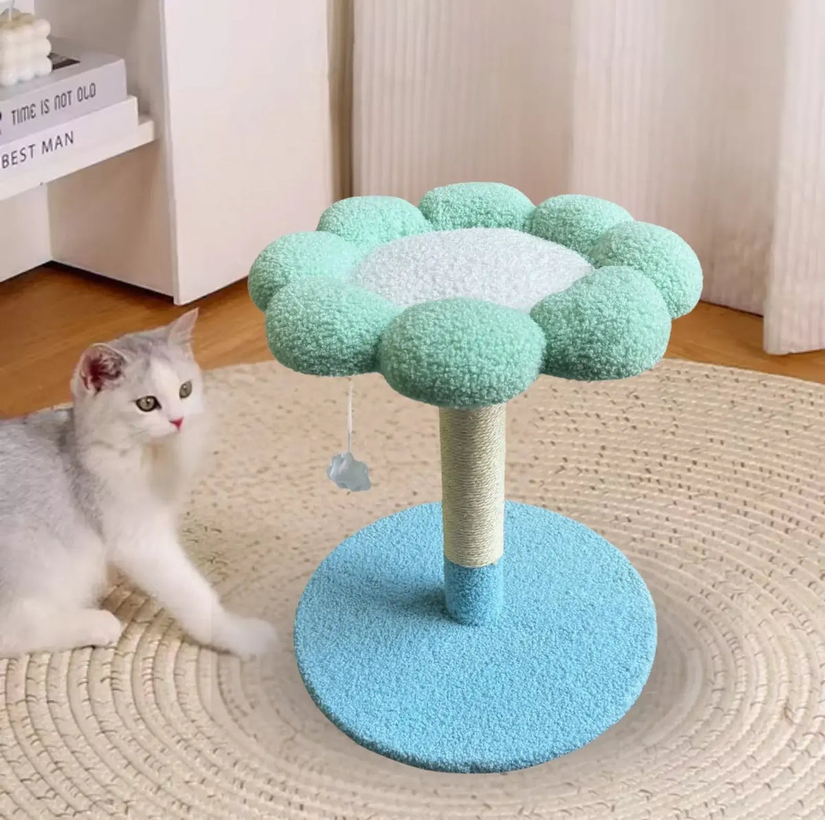 Blue Flower-Shaped Small Cat Tree Cat Scratcher-Petroom