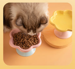Petroom Flower Shape Ceramic Pet Food Bowl