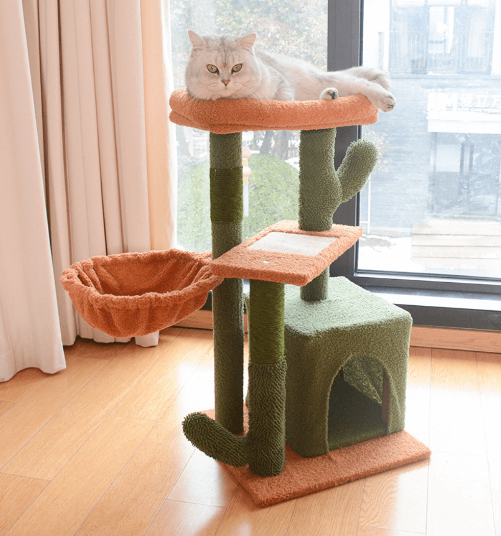 Cactus Cat Tree House Multi Level Condo Scratching Post-Petroom