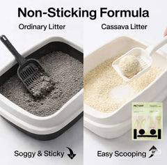 Cassava cat litter vs ordinary litter: non-sticking formula, easy scooping, plant-based, clumping