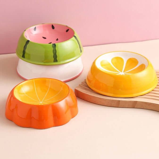 Ceramic Bowl Fruit Shape Pineapple Strawberry Lemon Pet Bowl-Petroom