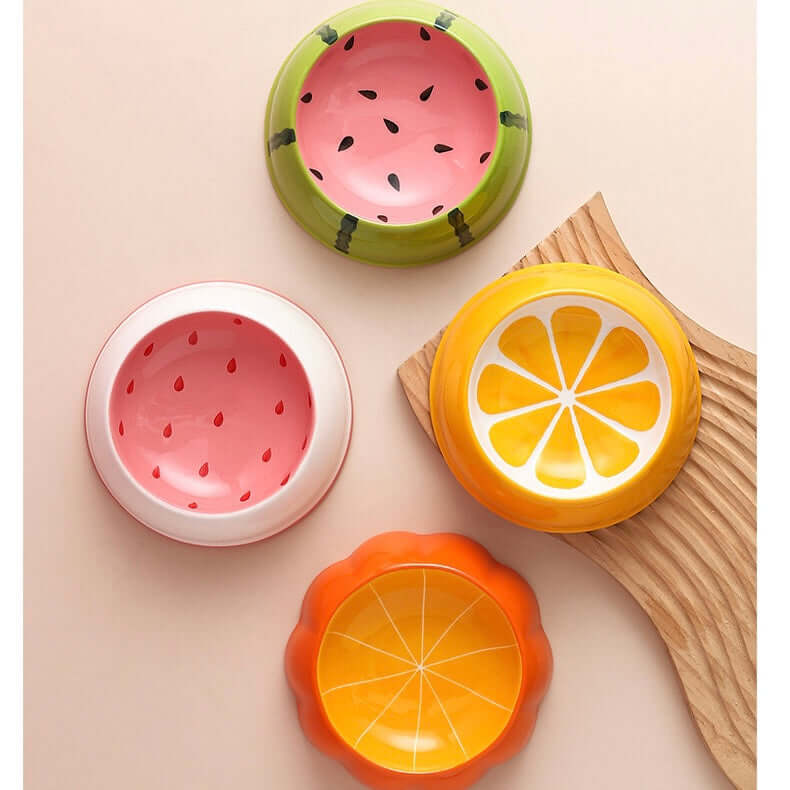 Ceramic Bowl Fruit Shape Pineapple Strawberry Lemon Pet Bowl-Petroom