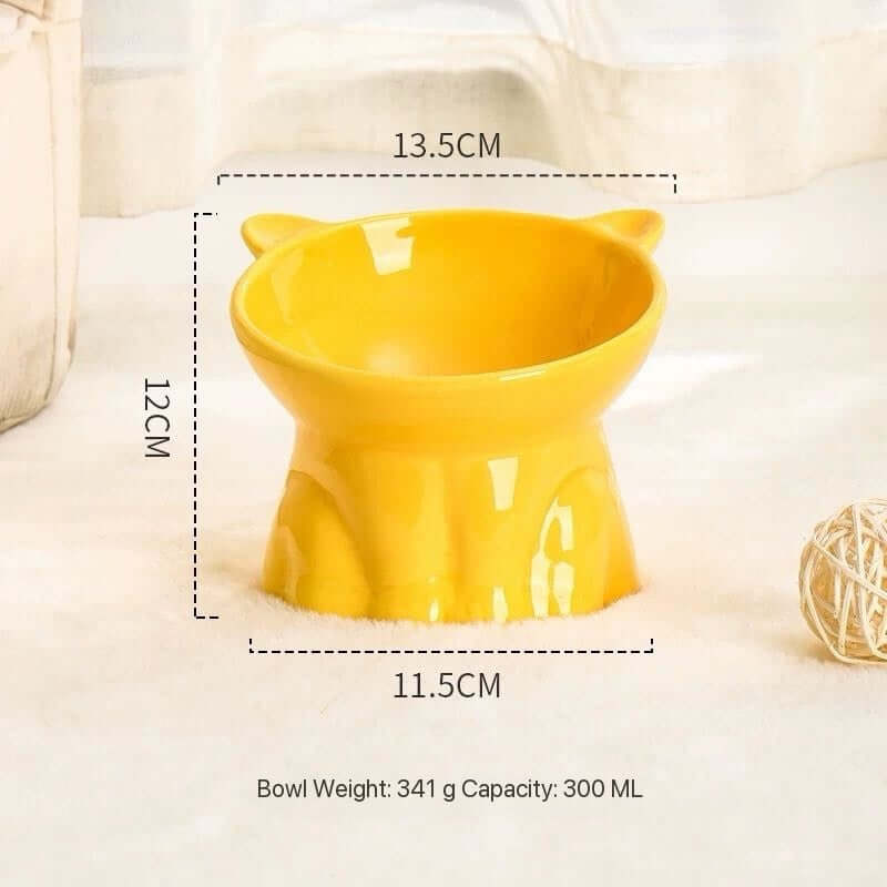 Ceramic Elevated Cat Bowl with 15° Tilt-Petroom