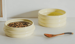 Ceramic Pet Bowls with Wood Stand Elevated Cat & Dog Feeder-Petroom