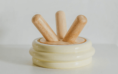 Ceramic Pet Bowls with Wood Stand Elevated Cat & Dog Feeder-Petroom