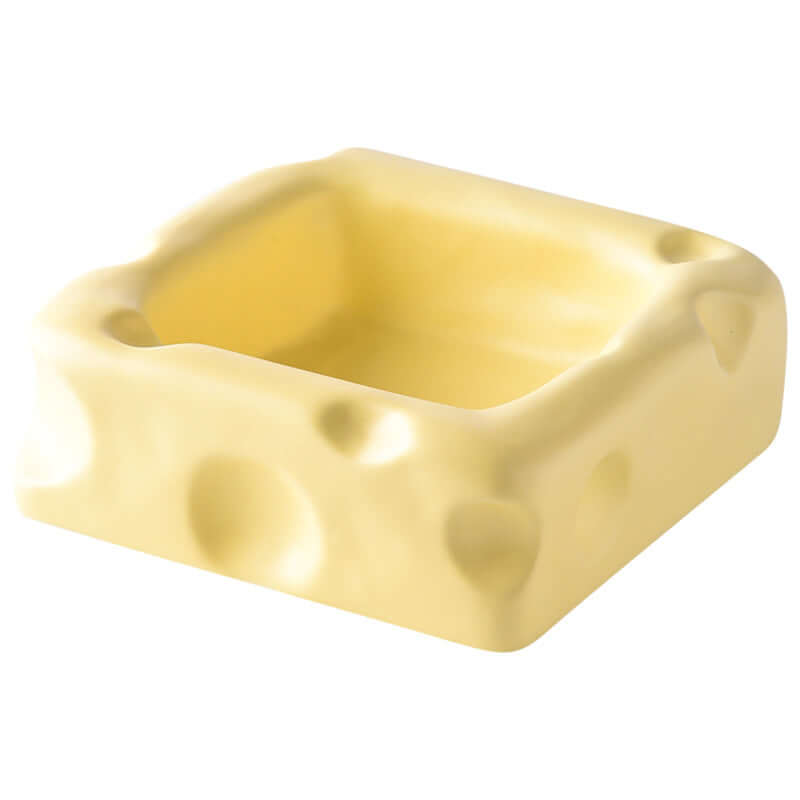 Cute Cheese-Shaped Ceramic Cat Bowl Yellow-Petroom