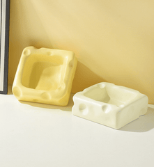 Cute Cheese-Shaped Ceramic Cat Bowl Yellow-Petroom