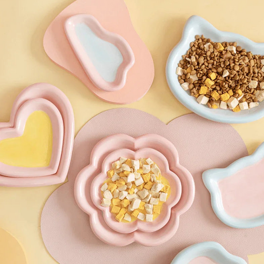 Cute ceramic pet non-slip food bowls in various shapes-Petroom