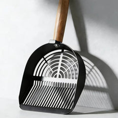 Heavy-Duty 304 Stainless Steel Cat Tofu Litter Scoop with Wooden Handle