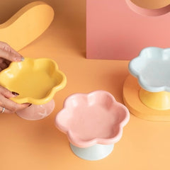 Petroom Flower Shape Ceramic Pet Food Bowl