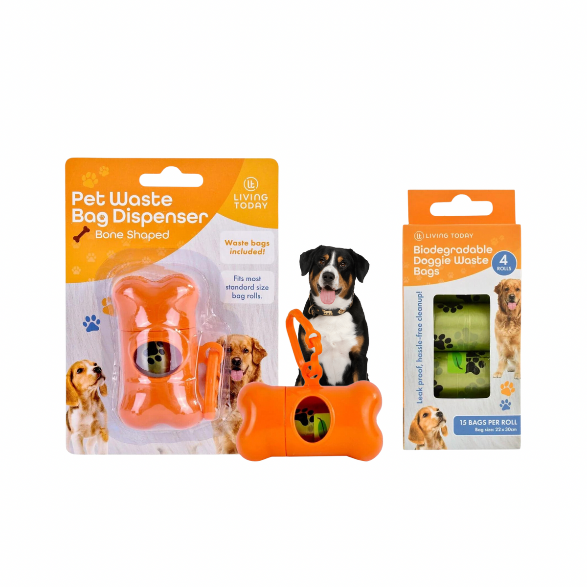 Living today 5 rolls Biodegradable Unscented Leak-proof Pet Dog Poop Waste Bags 75 pcs with dispenser x1