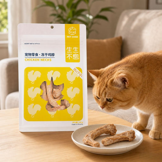 PET-EVER Freeze-dried Treats - Chicken Neck for Cats and Dogs 100g | Freeze Dried Cat Treats