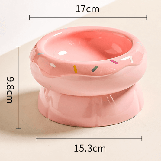 Dual‑Layer Ceramic Donut Pet Bowl-Petroom