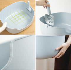 Makesure Open Cat Litter Tray Cat Litter Box (Litter mat included)