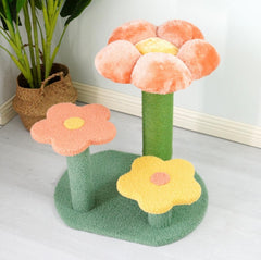 Flower-Styled Cat Tree Scratcher with Scratching Posts-Petroom