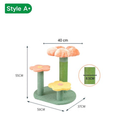 Flower-Styled Cat Tree Scratcher with Scratching Posts-Petroom