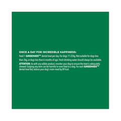 Greenies Blueberry Flavour Regular Dental Dog Treats 12 Chews feeding guidelines and precautions for healthy dogs.
