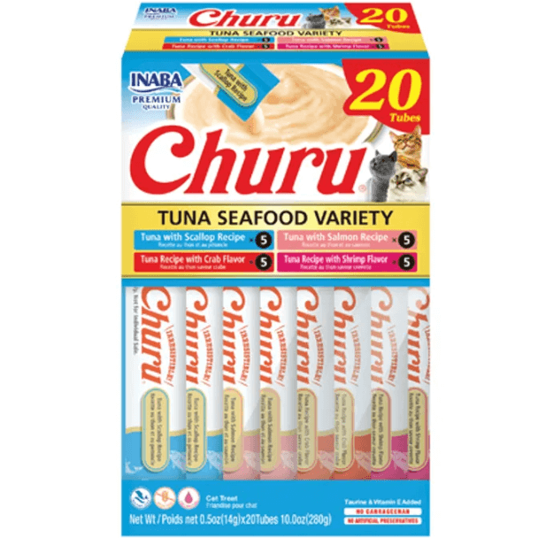 Inaba Churu Creamy Puree Tuna And Seafood Variety Cat Treat Tubes-Petroom