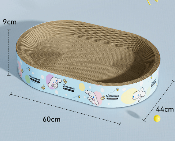 Jumbo Size Oval Cat Scratcher Lounge Bed Durable Corrugated Cardboard-Petroom