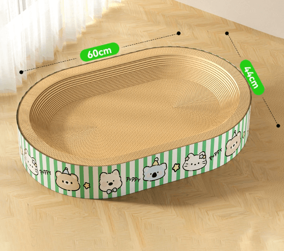 Jumbo Size Oval Cat Scratcher Lounge Bed Durable Corrugated Cardboard-Petroom