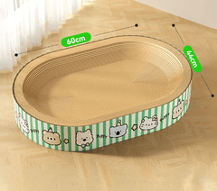 Jumbo Size Oval Cat Scratcher Lounge Bed Durable Corrugated Cardboard-Petroom