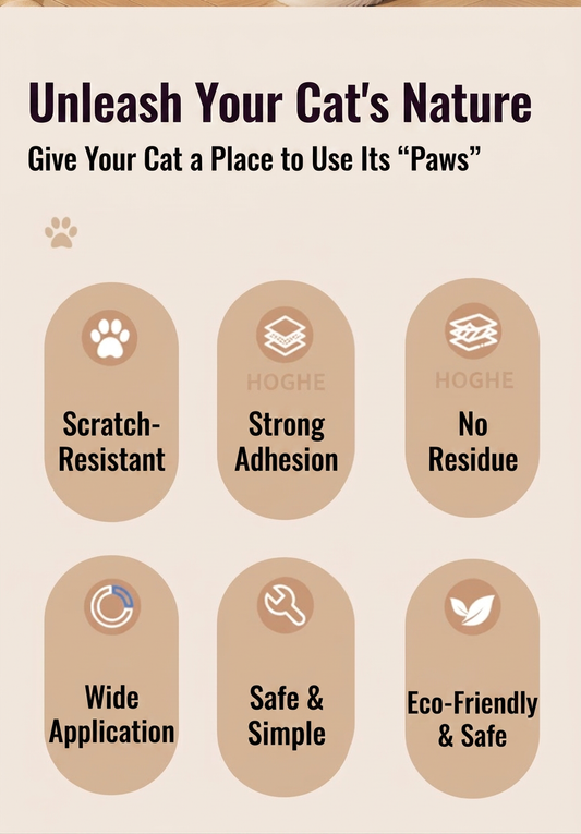 Unleash Your Cat's Nature with Lucky Day Self-Adhesive Cat Scratcher Wall Protector features.
