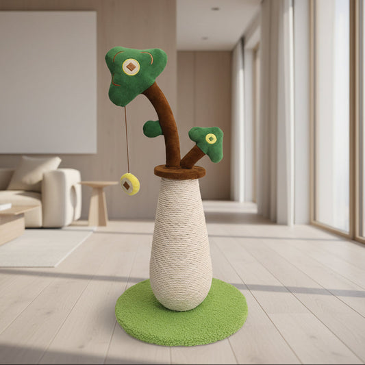 Lucky Money Tree Cat Scratching Post – Durable Sisal Scratching Pole-PETROOM