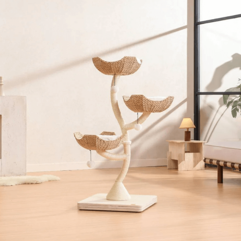 MICHU Iris Cat Tower Deluxe 3-Tier Designer Flower Cat Tree-Petroom