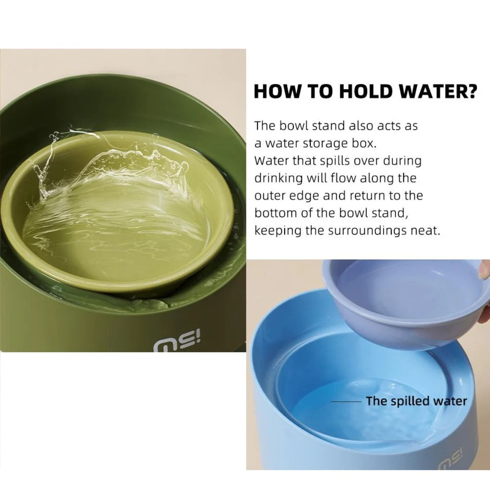 Makesure Rolls Elevated Ceramic Pet Bowl with Wooden Stand-Petroom