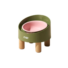 Makesure Rolls Elevated Ceramic Pet Bowl with Wooden Stand-Petroom