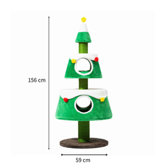 Michu Christmas Cat Tree - Festive Fun and Cozy Hideaway for Furry Friends - 159cm Height-Petroom