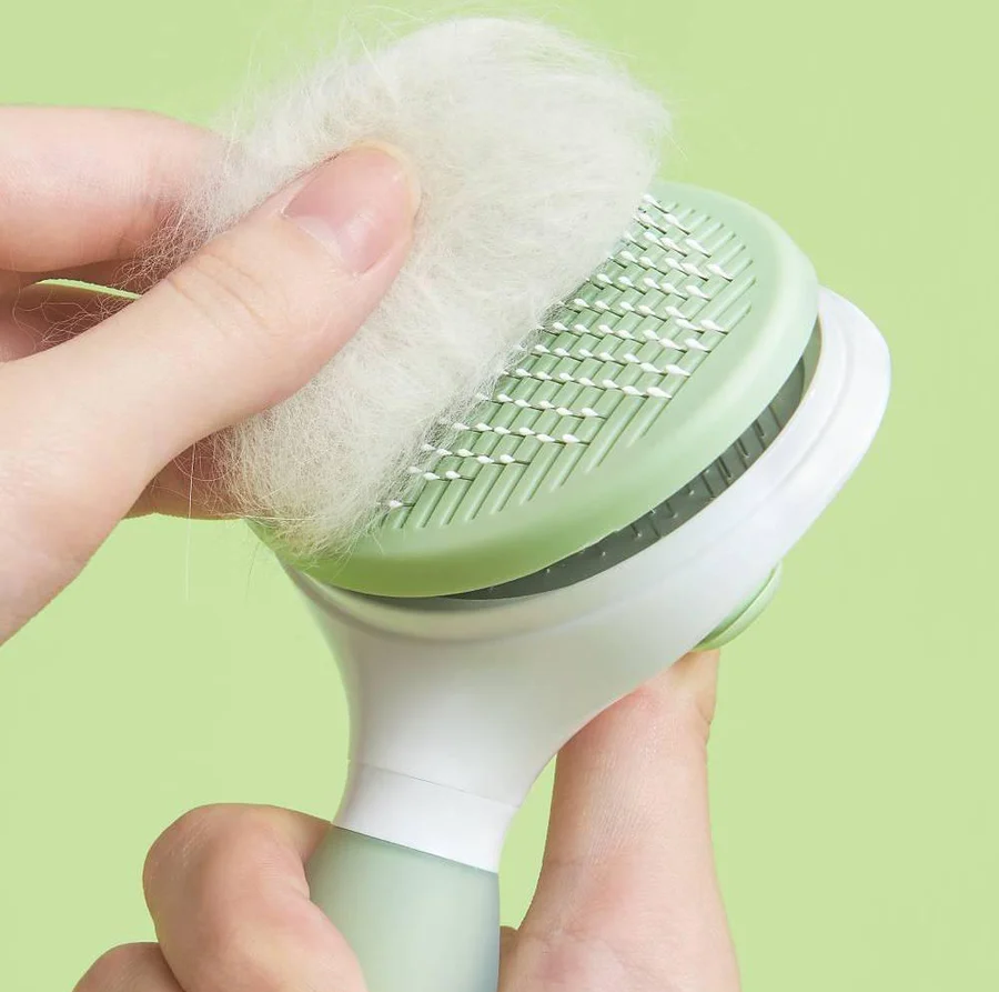 Michu Cream Round-Head Grooming Dog/Cat Brush - Perfect for Gentle Coat Care-Petroom
