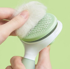 Michu Cream Round-Head Grooming Dog/Cat Brush - Perfect for Gentle Coat Care-Petroom