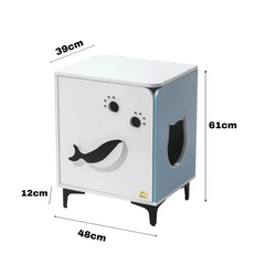 Michu Hidden Cat Furniture - Cat Litter Box Enclosure and Wooden Pet House, End Table Large Enough for Most Cats and Litter Boxes-Petroom