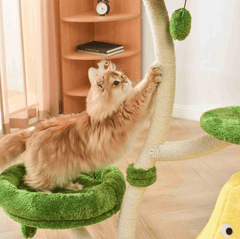 Michu Verde Solid Wooded Base Cat Tree-Petroom