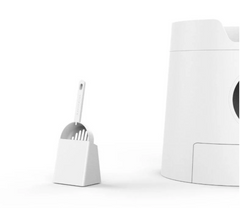 Michu XL Castle 2-in-1 Semi- Closed Cat Litter Box with Scratch Pad in Morandi Green/White-Petroom