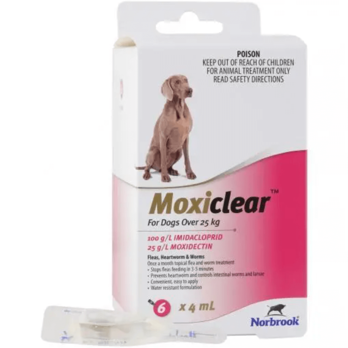 Moxiclear Flea & Worming Spot Treatment 25kg Dog 6pk-Petroom