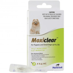 Moxiclear Flea & Worming Spot Treatment <4kg Dogs & Puppies 3pk-Petroom