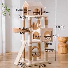 Ona's Cottage Multi-Tier Cat Tree with Cat Scratching Posts-Petroom